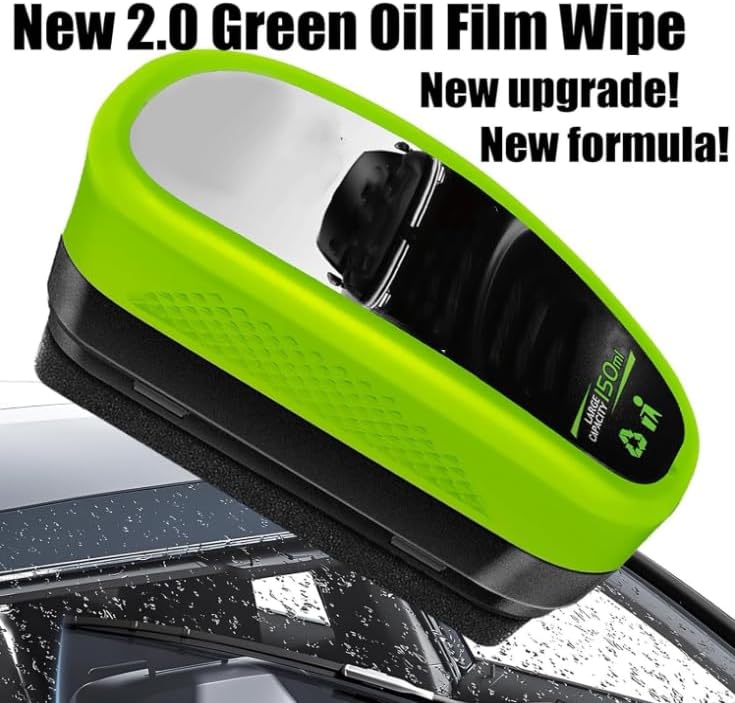 Mciluyaiio Green 2.0 Car Windshield Oil Film Remover Brush, Powerful Glass Cleaner