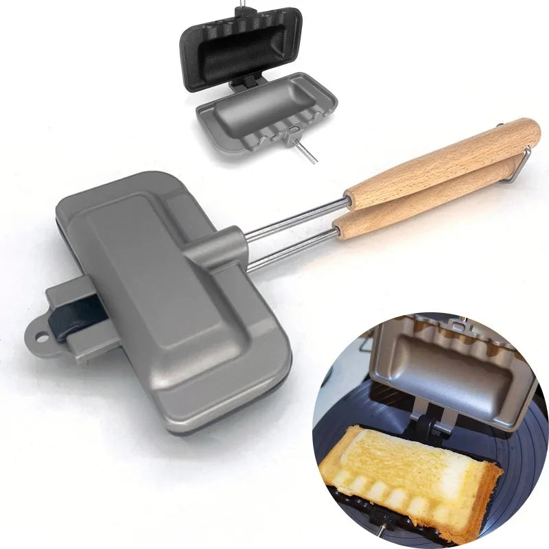 Compact Double-Sided Non-Stick Hot Dog Toaster & Sandwich Maker Pan